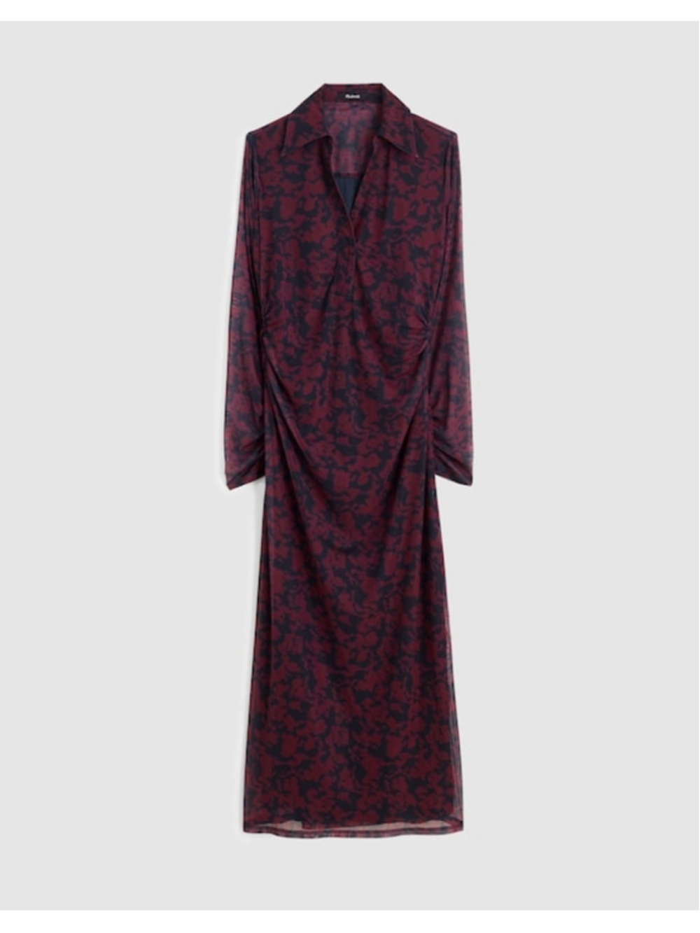NWT Madewell Long-Sleeve Polo Midi Dress size L in Deep Aubergine(eggplant/navy)